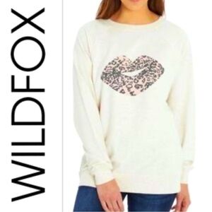 Wild fox Graphic Lip cheetah Print Sweatshirt